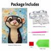 Relaxing DIY Pearl Painting Kit Framed with Cute Ferret Animal Design 5D Sparkling Bead Canvas Craft for Girls Bedroom Wall Decor Gift