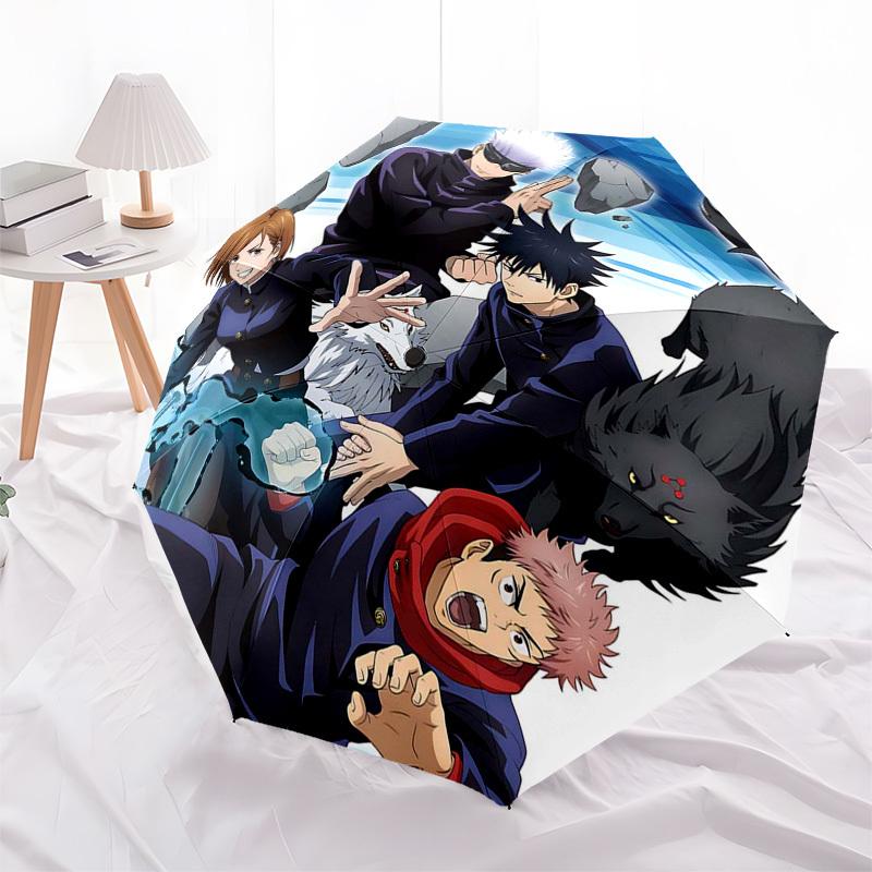 

1pc Jujutsu Kaisen Anime Characters Umbrella Automatic Opening Closing, Portable 3-Fold Design, 8-Bone Iron Frame Outdoor Umbrella, Perfect Gift for F