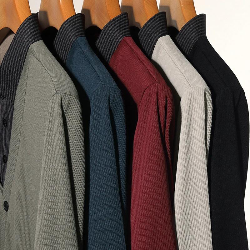 Men's Fake Two Piece Polo Shirt Casual Fashion Long Sleeve Collar T-shirt Versatile Top