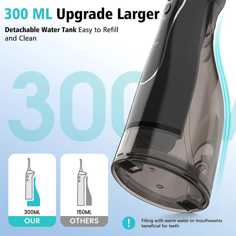 Ústní irigátor Water Flosser Přenosný dentální vodní paprsek 300ml vodní nádržka na čištění zubů USB dobíjecí voděodolný