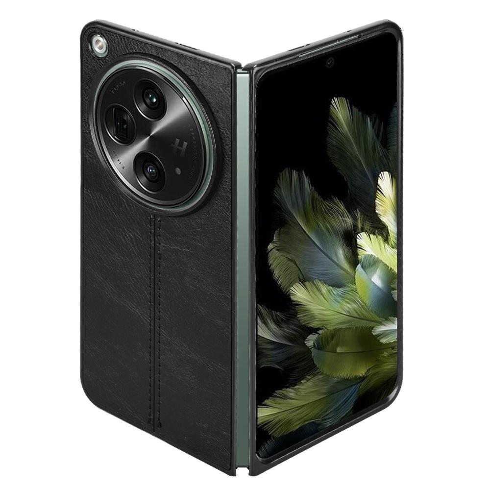 For OnePlus Open Case Shockproof Cowhide Texture PU+PC Phone Cover