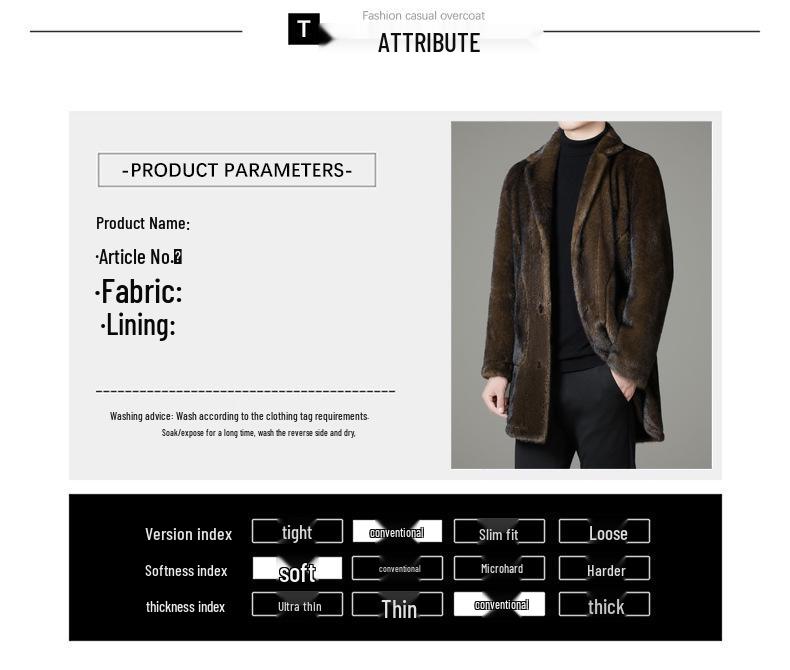 Men's Double-Sided Sable Fur Mid-Length Winter Coat