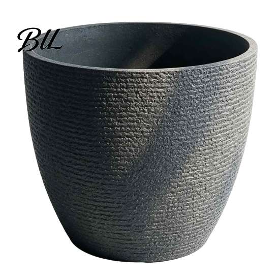 Lightweight Durable Plant Container Large Tall Resin Planter, Thickened Faux Stone Pot with Embossed Nordic Style Planter Texture, Modern Decorative
