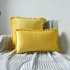 Inyahome Solid Color Velvet Throw Pompom Pillow Covers Pillowcase for Home Decor Sofa Living Room Bed Couch Farmhouse Outdoor