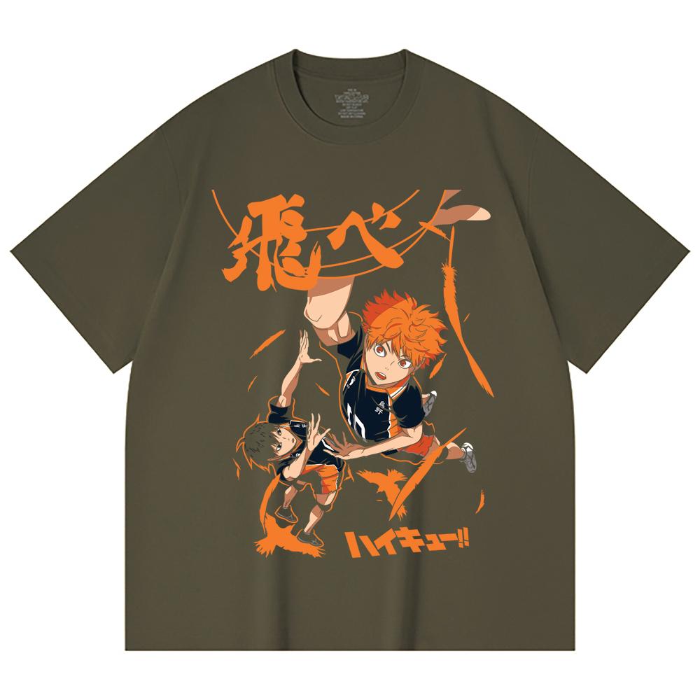 230 Gsm 100% Cotton Haikyuu V10 Hinata Tobio Print Unisex Heavy Cotton T Shirt