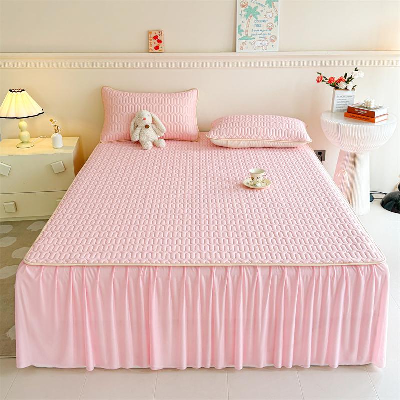 Bonenjoy Cooling Bed Skirt Summer Bed Cover Skin-friendly Bedspread Queen Size Mattress Protector Falda De Cama (No Pillowcase)
