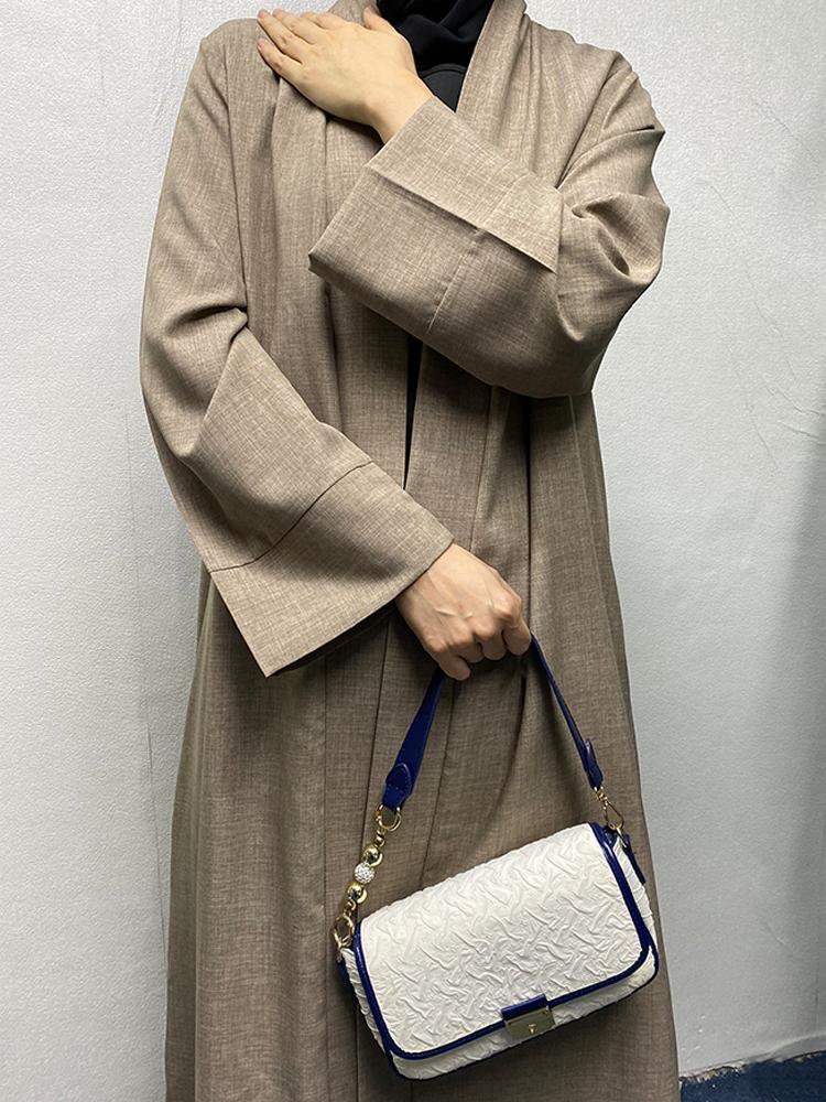 

Открытая Абая с вуалью, однотонное женское мусульманское кимоно Абая, мусульманское элегантное платье-кардиган Ид Рамадан, исламская одежда