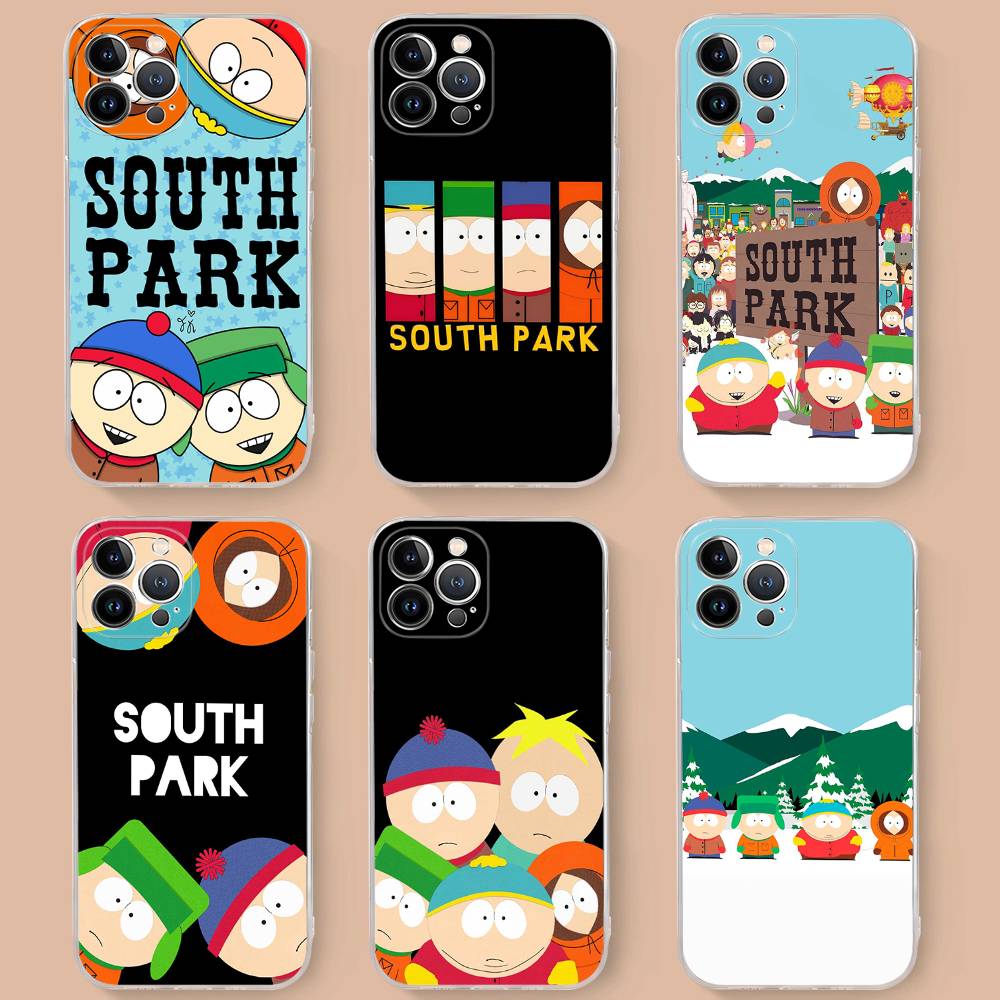 Classic S-south Cartoon P-Park Anime for iPhone 17 16 15 14 13 12 11 Pro Max Plus Transparent Soft TPU Phone Cover