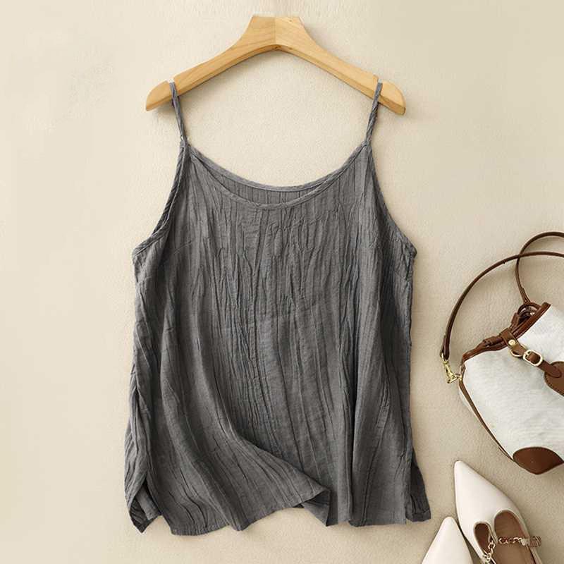 Women's Fashion Loose Casual Cotton Linen Vest Top