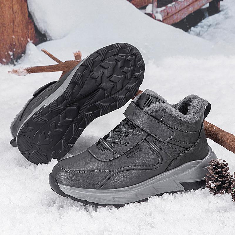 Winter velvet warm waterproof leather surface mother shoes large cotton shoes snow boots sports walking shoes