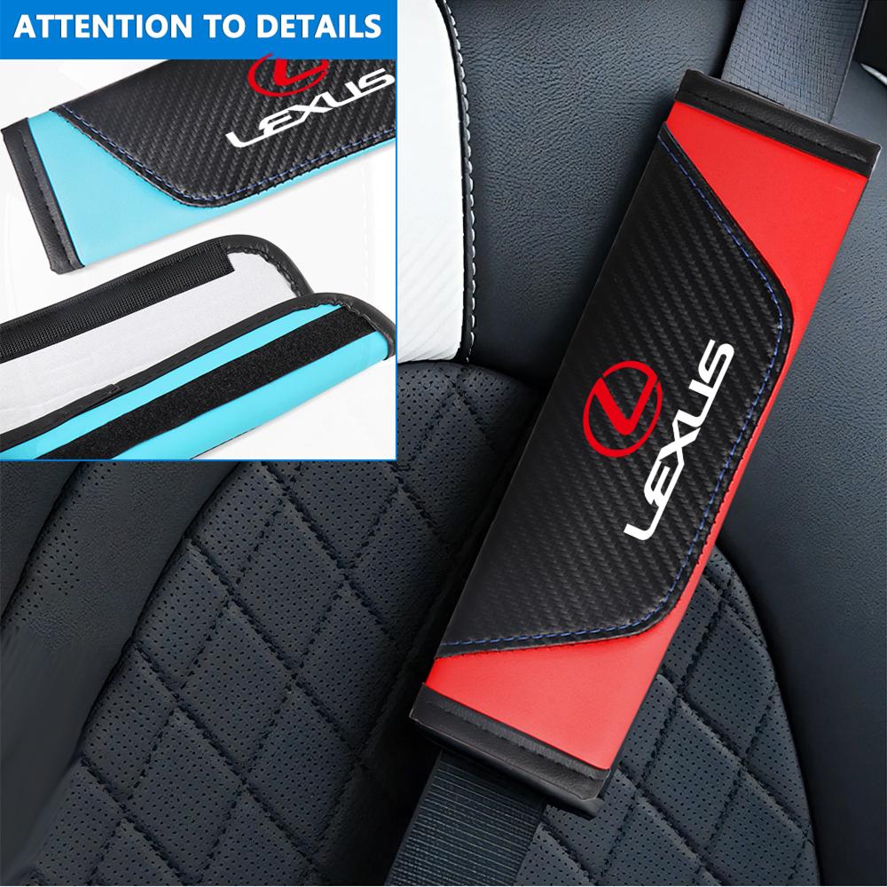 2Pcs Leather Car Cotton Seat Belt Pads Safety Shoulder Mat Accessories For Lexus LS LC IS350 ES300h ES300 IS250 IS220d NX350h RX