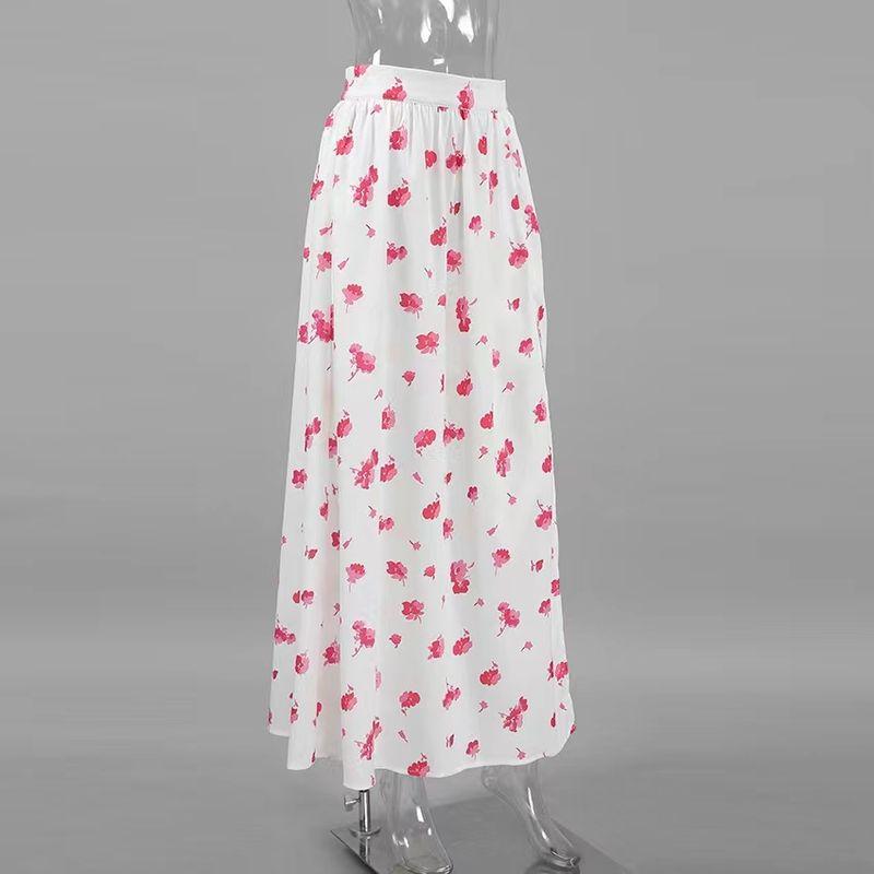 

European and American Summer Print Sexy Split High Waist Skirt Printed Split High Waist Skirt Print S