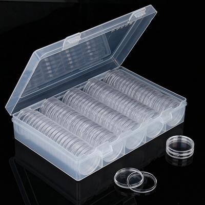 100 Münzkapseln 27mm Rundbox Kunststoff Sammlerstücke Aufbewahrungsorganizer