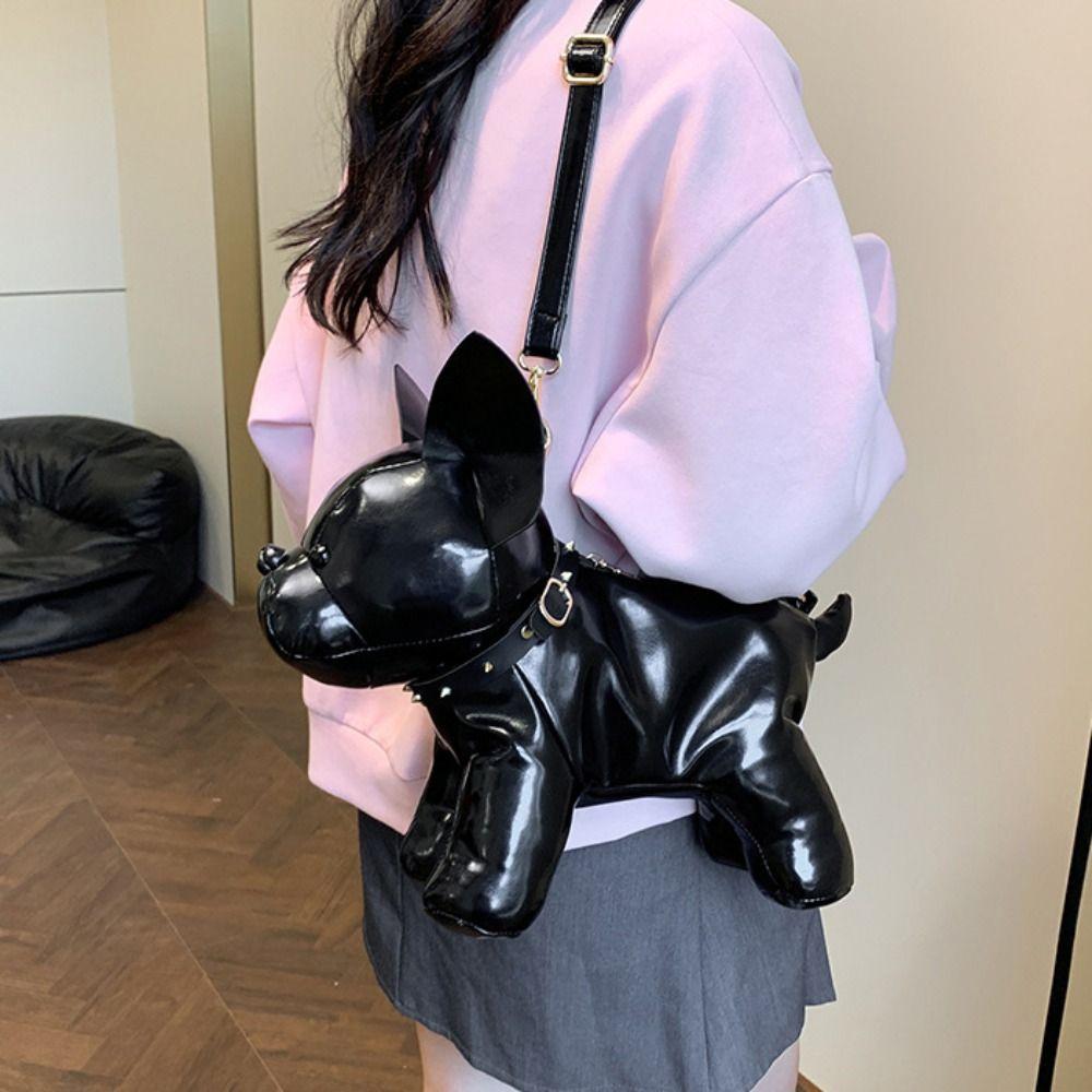 Three-dimensional Bulldog Dog Bag Bulldog Shape Cartoon Crossbody Bag Animals Shoulder Bag  Girls