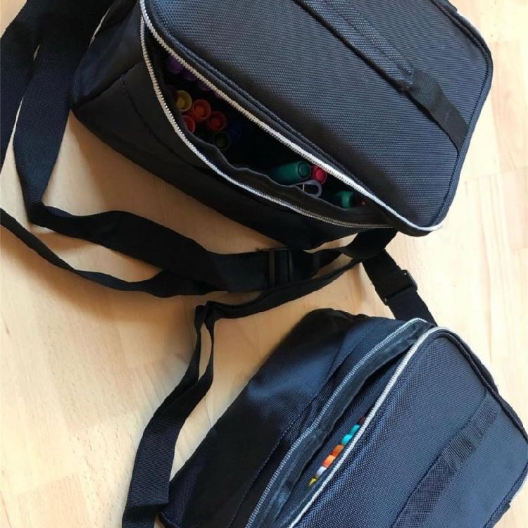 120 Slots Marker Holder Case with Shoulder Strap Large Capacity Multi-layer Markers Holder Carrying Bag for Paint Brush