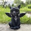 Garden Witch Cat Sculpture Gothic Kitten Decoration Halloween Magic Cat Statue Resin Craft Ornament Home Outdoor Courtyard Decor