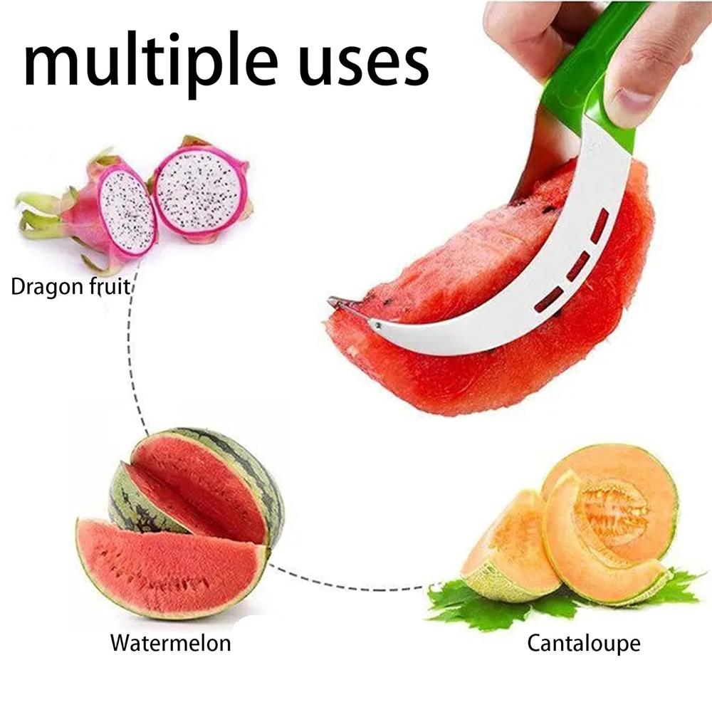 Watermelon Slicer Cutter Stainless Steel Color Non-slip Plastic Wrap Handle Not Hurt Hands Cantaloupe Kitchen Fruit Cutting Tool
