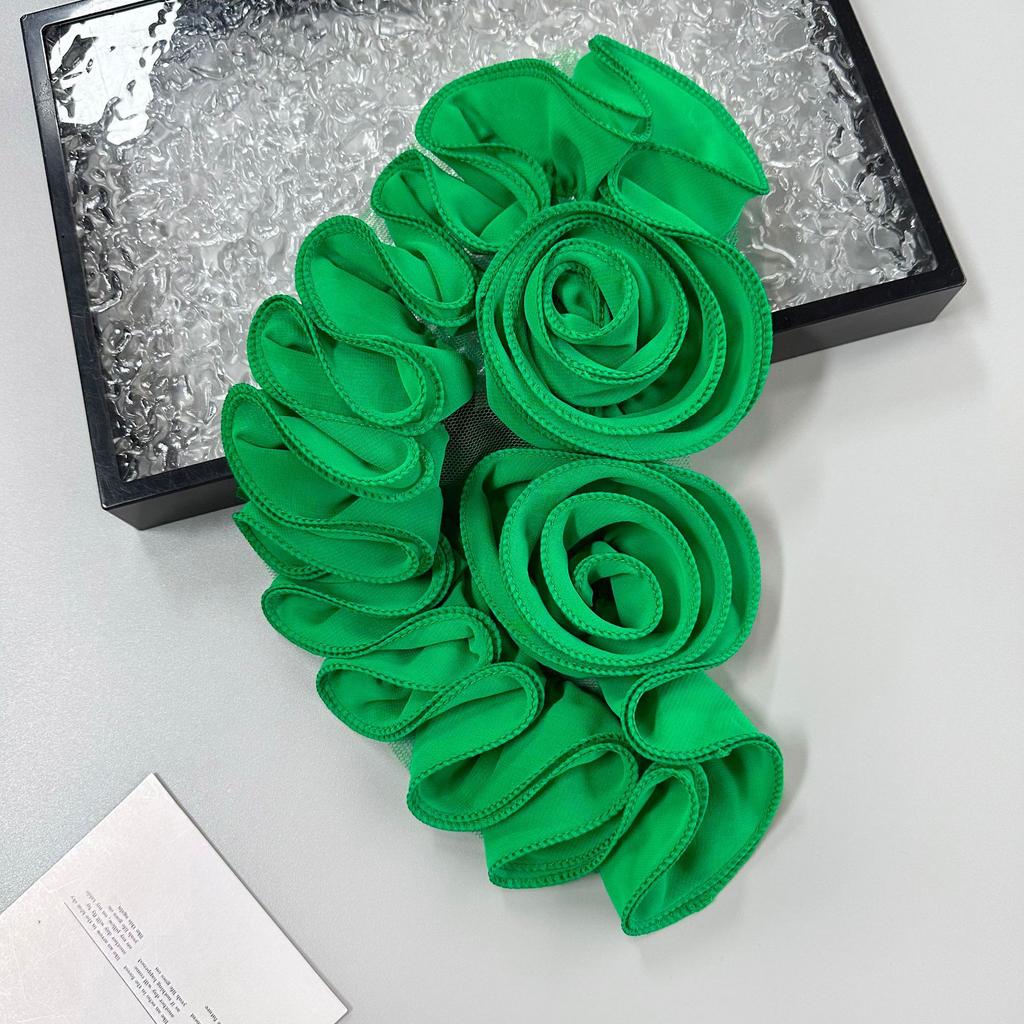 European And American Solid Color Fungus Edge Flower Applique Wedding Dress Accessories Three-Dimensional Rose Clothing Accessories Cloth Sticker