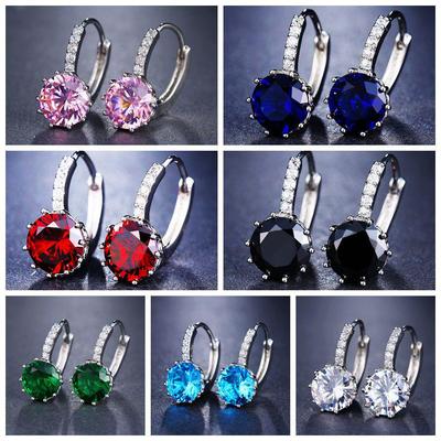 Multi-Color Korean AAA Zircon Diamond Earrings - Elegant, Simple, and Luxurious