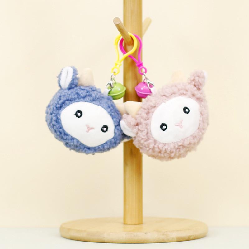 Adorable Plush Sheep Keychain Soft Bell Lamb Head Cute Couple Bag Charm Doll