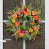Fall Wreath for Front Door 16 Inch Autumn Artificial Wreath with Pumpkin Peony Flower for Harvest Thanksgiving Farmhouse Decor