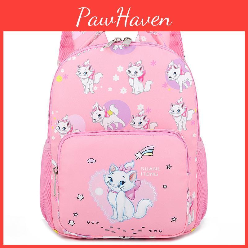 Cat Bow Cute Printed Backpack With Waterproof Nylon Material For School Use