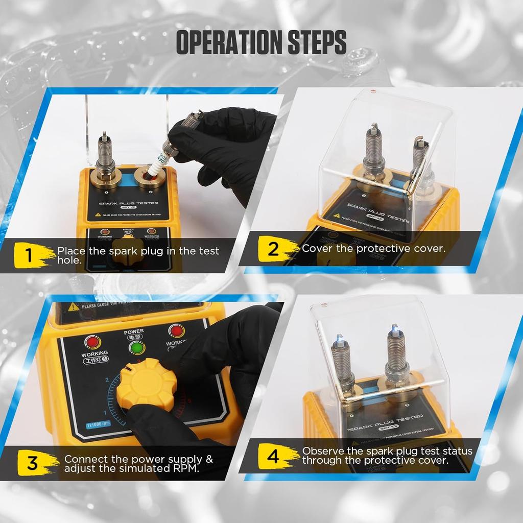 Spark Plug & Ignition Tools SPT101 Spark Tester Plug 2-Holes Detector Ignition Spark Plug Tester Analyzer 0 to 6000RPM With Spark Plug Performance