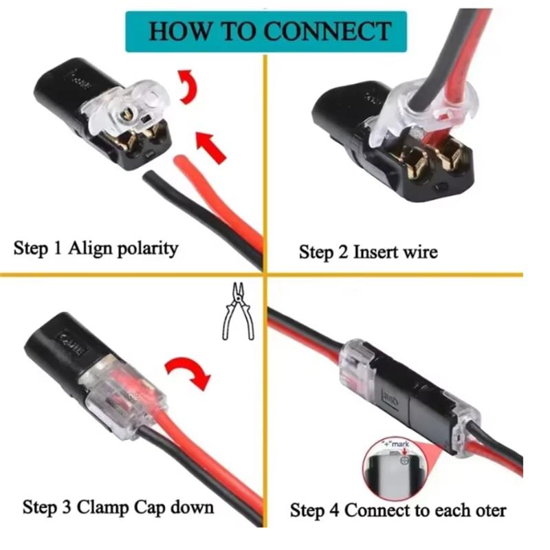 20/50/100PCS 2 Pin Pluggable Wire Connector Quick Connect Terminal Block Contact Solderless LED Strip Cable Wire Splice