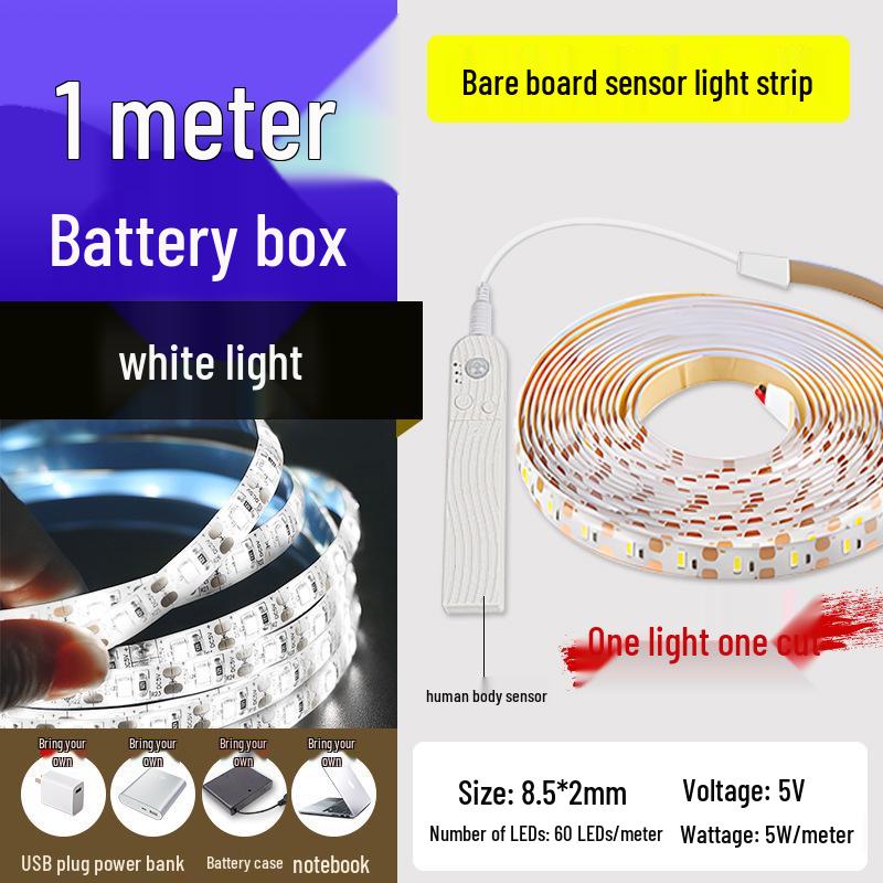 USB Rechargeable Motion Sensor LED Strip Light: Ultra-thin, Self-Adhesive, Wireless Night Lighting