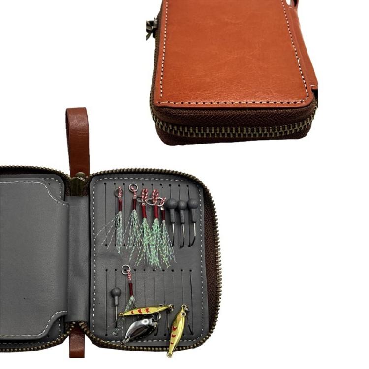 Porta esche rotanti Portaesche per trota Organizzatore in pelle PU Borsa per esche artificiali crankbait Borsa per attrezzatura da pesca Raccoglitore per attrezzatura da pesca