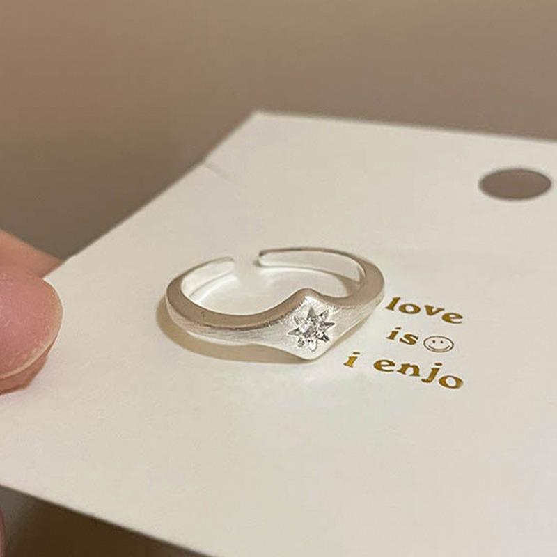 Matte Brushed Star Stacking Ring for Women – Versatile, Sweet, Open Design for Index Finger Adjustable Open