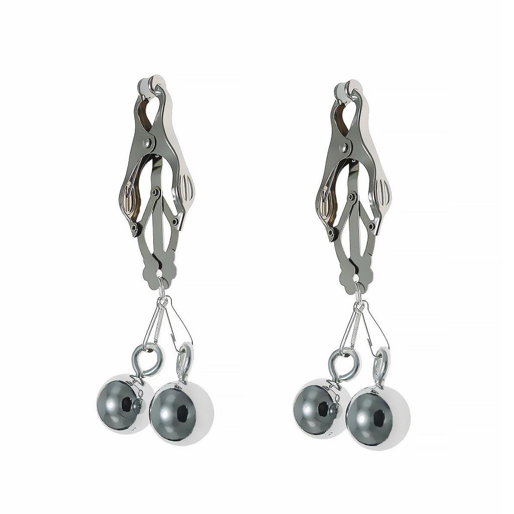 Chaquj Erotic Nipple and Labia Clamps with Gravity Ball Pendant