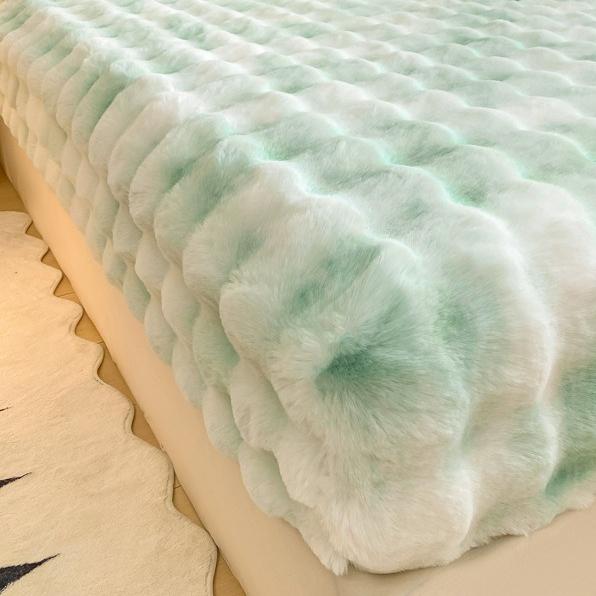 Class A Bubble Fleece Solid Color Fitted Sheet Thickened Mattress Protector Cover Fleece Bed Sheet Single Piece