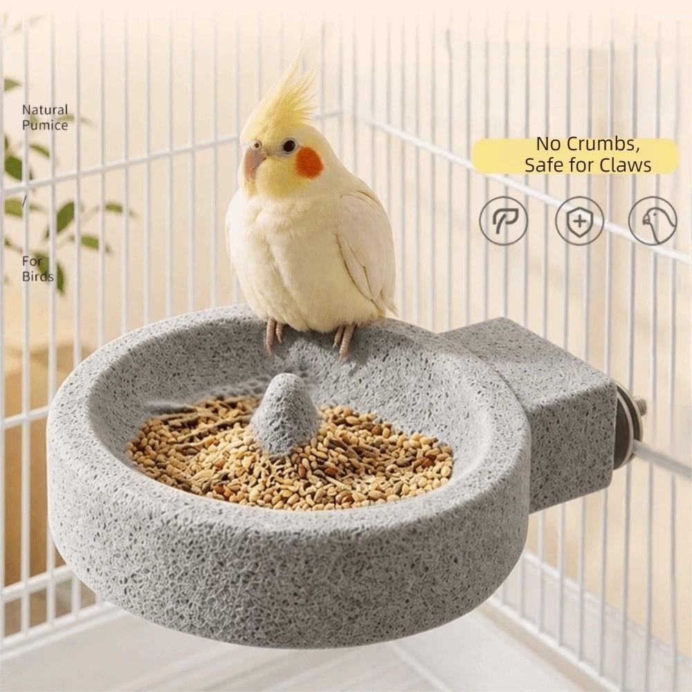 Wear-Resistant Parrot Paw Grinding Bowl Round Parrot Stone Bowl Bird Water Bowl Cage Accessories