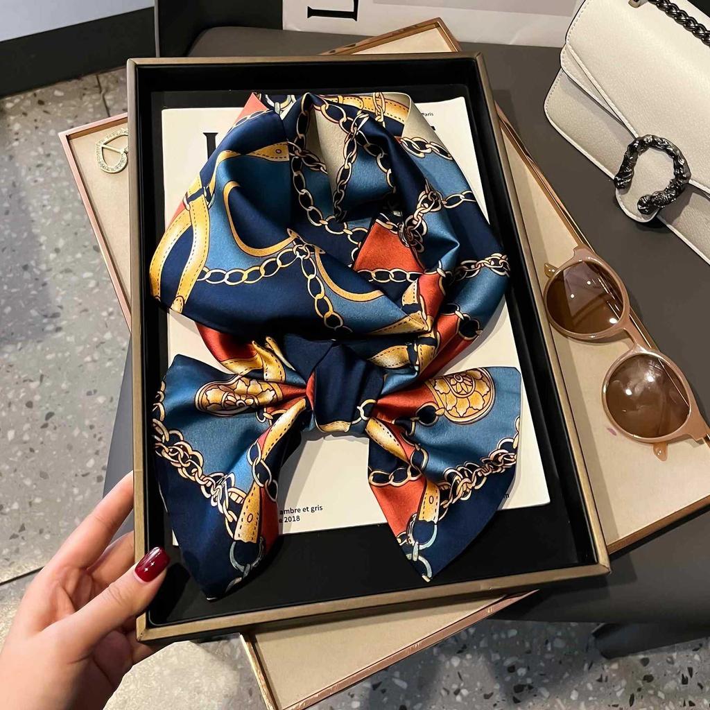 Small Silk Scarf Women's Spring and Autumn Thin Korean Version Versatile Thin and Narrow Long Scarf Tied Hair Temperament Square Scarf with Suit Shirt