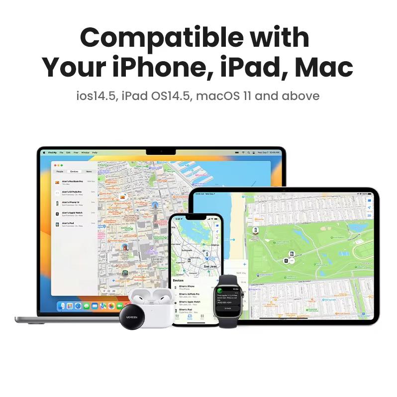 Ugreen Bluetooth-Ortungsgerät Apple-zertifizierter Tag Gleicher Ursprung Drahtloser Standort-Tracker