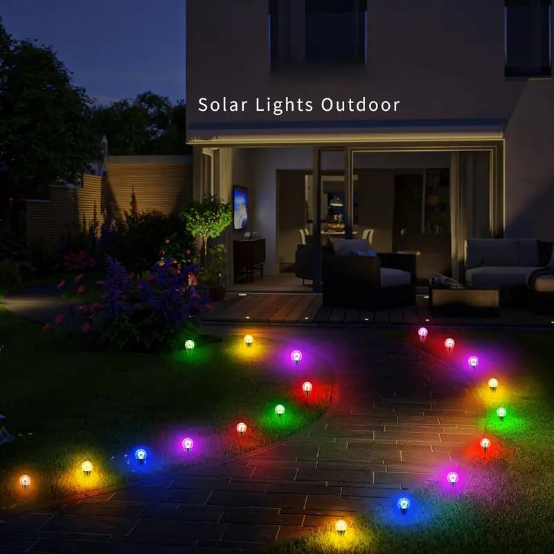 20 in 1 Solar Crystal Lights Outdoor MultiColor Fairy String Decor Plastic Stake Mounted Solar Charged Garden Pathway Light