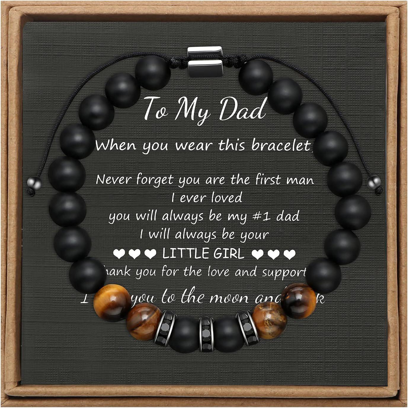

Natural Tiger Eye Beaded Adjustable Bracelet - Double-Layer String for Men