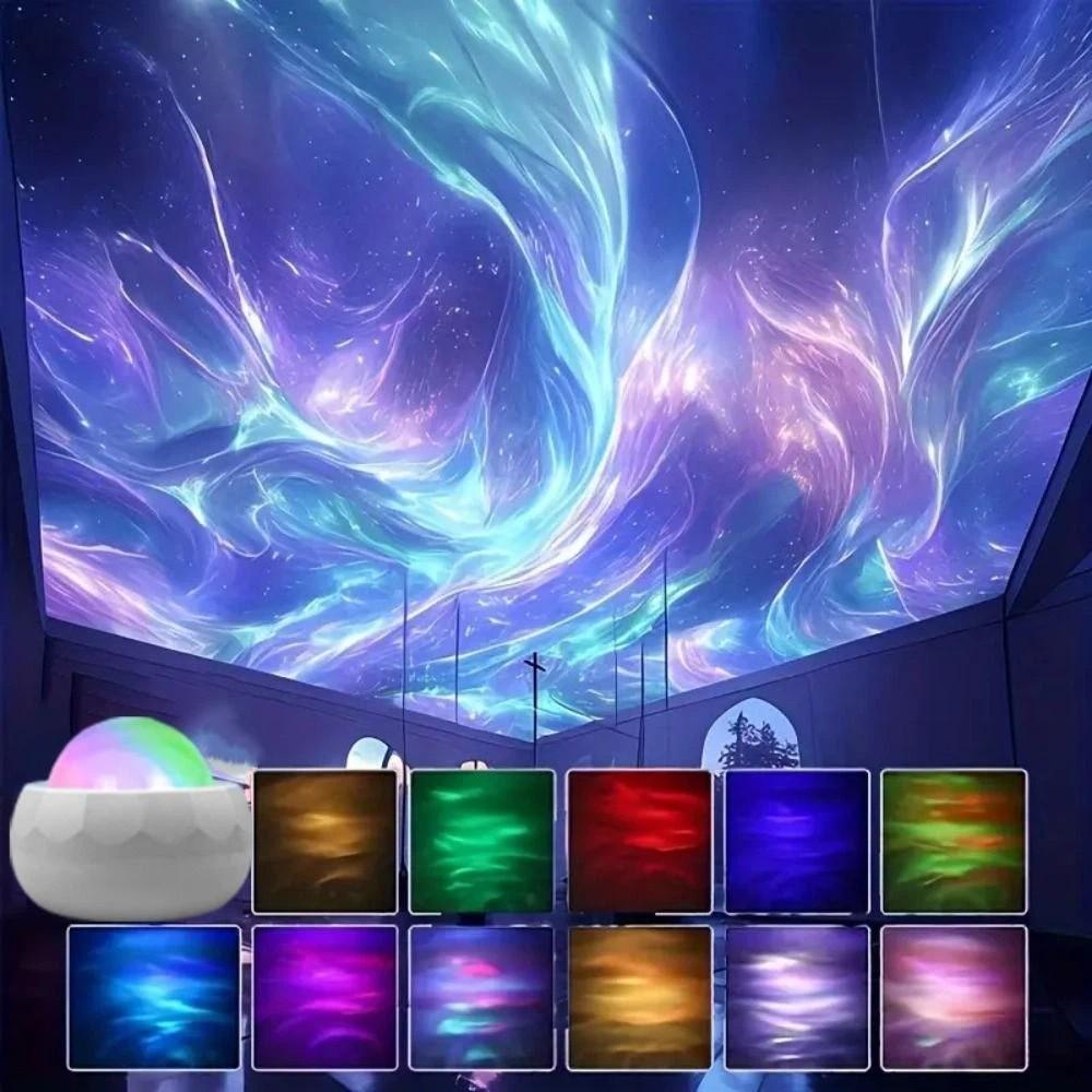 LED Light Starlight Projector Colorful Light Water Ripple Effect Starry Sky Projector Glowing Lamp Iridescent Light Aurora Lamp