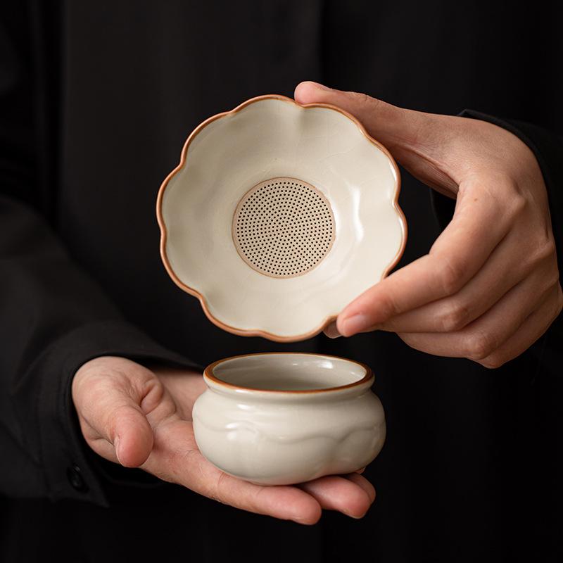 Ru Kiln Beige Tea Residue Filter, Tea Leak, Kung Fu Tea Set Accessories Can Raise High-end Light Luxury Boutiques