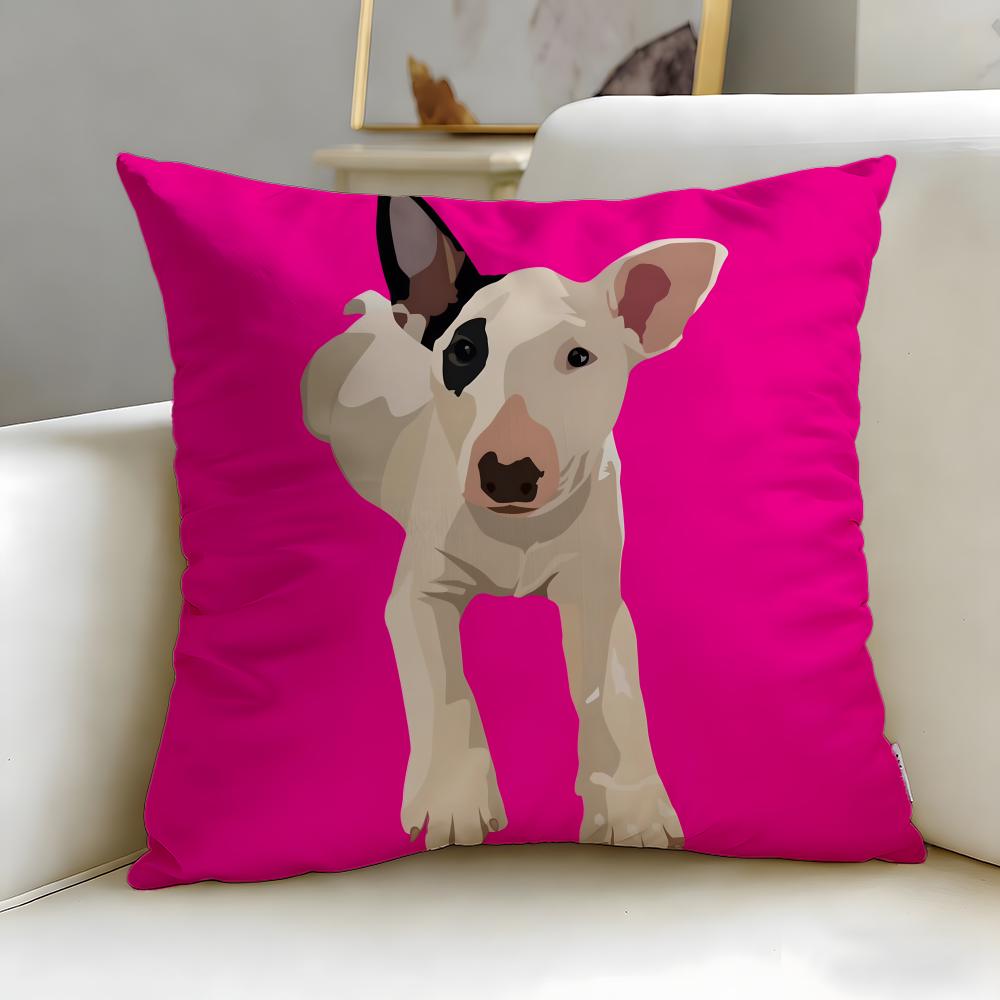 classic animal Bull Terrier Cushion Cover Soft  EasyWash Pillow Case  Versatile for Couch Bed Travel and Office