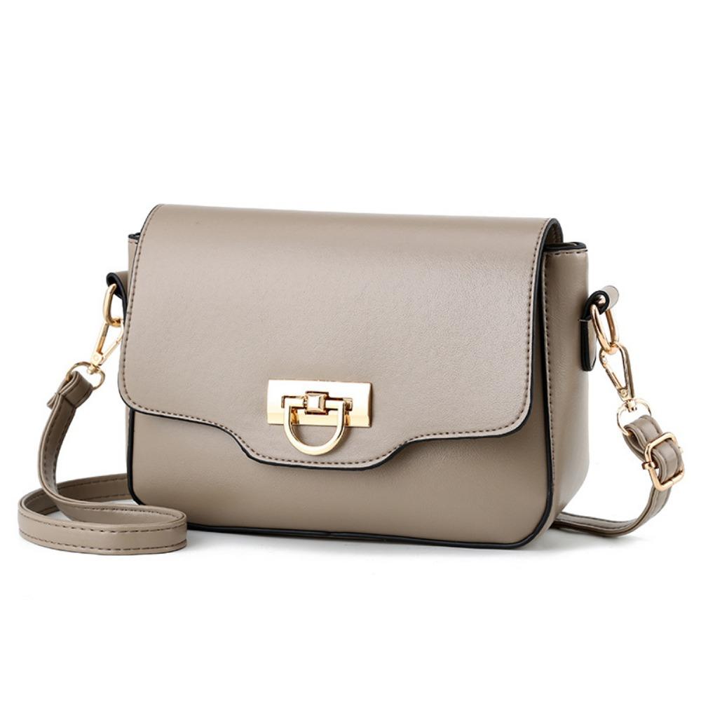 Женская модная и простая квадратная сумка с пряжкой, женская сумка через плечо из искусственной кожи светло-серый