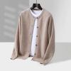 Cardigan Rotund Lăsat 100% Lână Pură pentru Bărbați - Tricot Gros, Casual, cu Nasturi pentru Toamnă și Iarnă