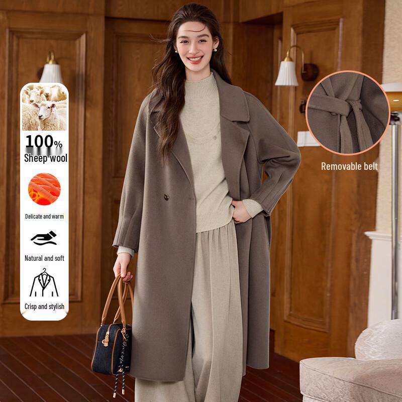 Bailuyu Women's Full Wool Suit Collar Double-Sided Overcoat