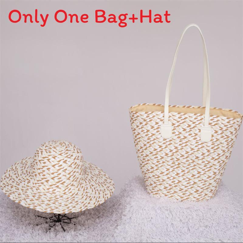 Straw Hat And Bag Set With Sun Protection For Outdoor Travel Casual Summer Adults