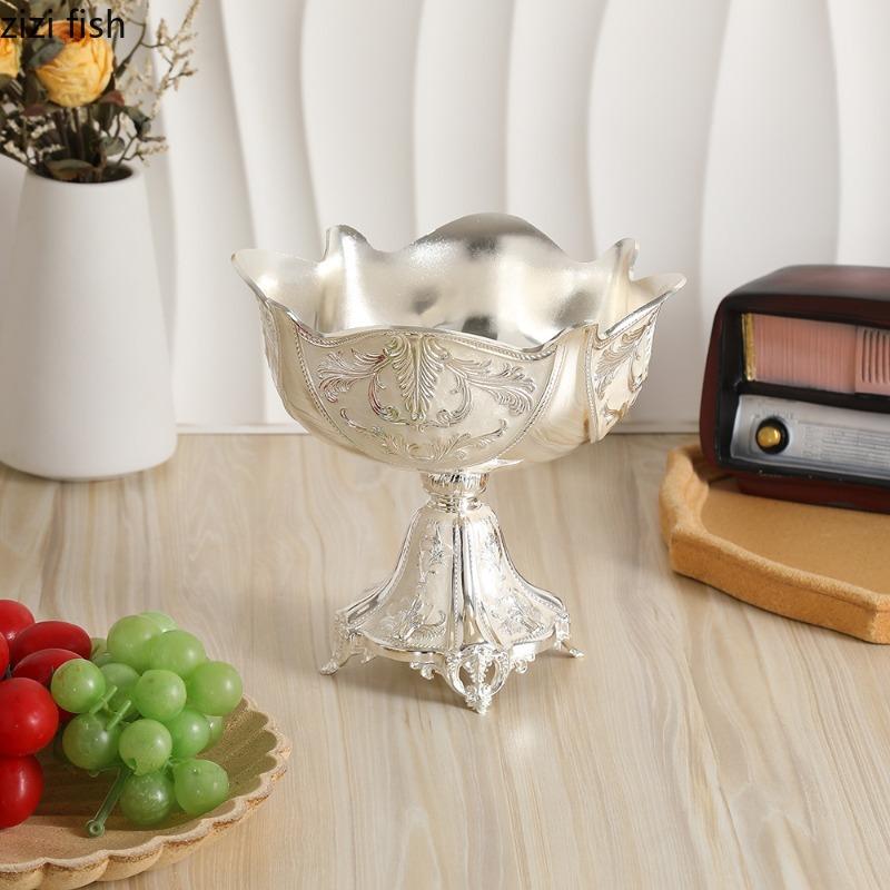 Vintage High Footed Fruit Plate Ornament Dessert Bowl Goblet Ice Cream Bowl Pastry Plate Snack Bowls Dim Sum Dish Candy Tray