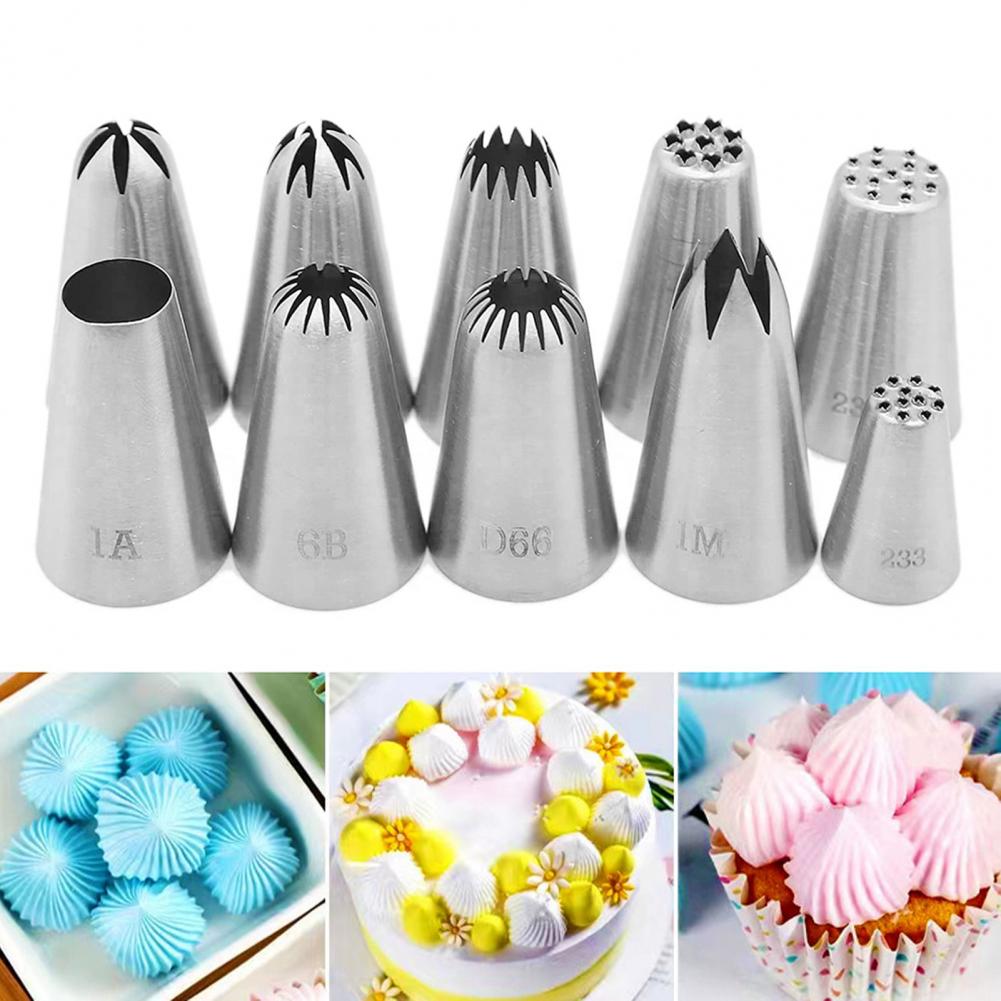 Cream Piping Nozzle Stainless Steel Cake Decorating Tip Professional Stainless Steel Piping Nozzles Set for Cakes Biscuits