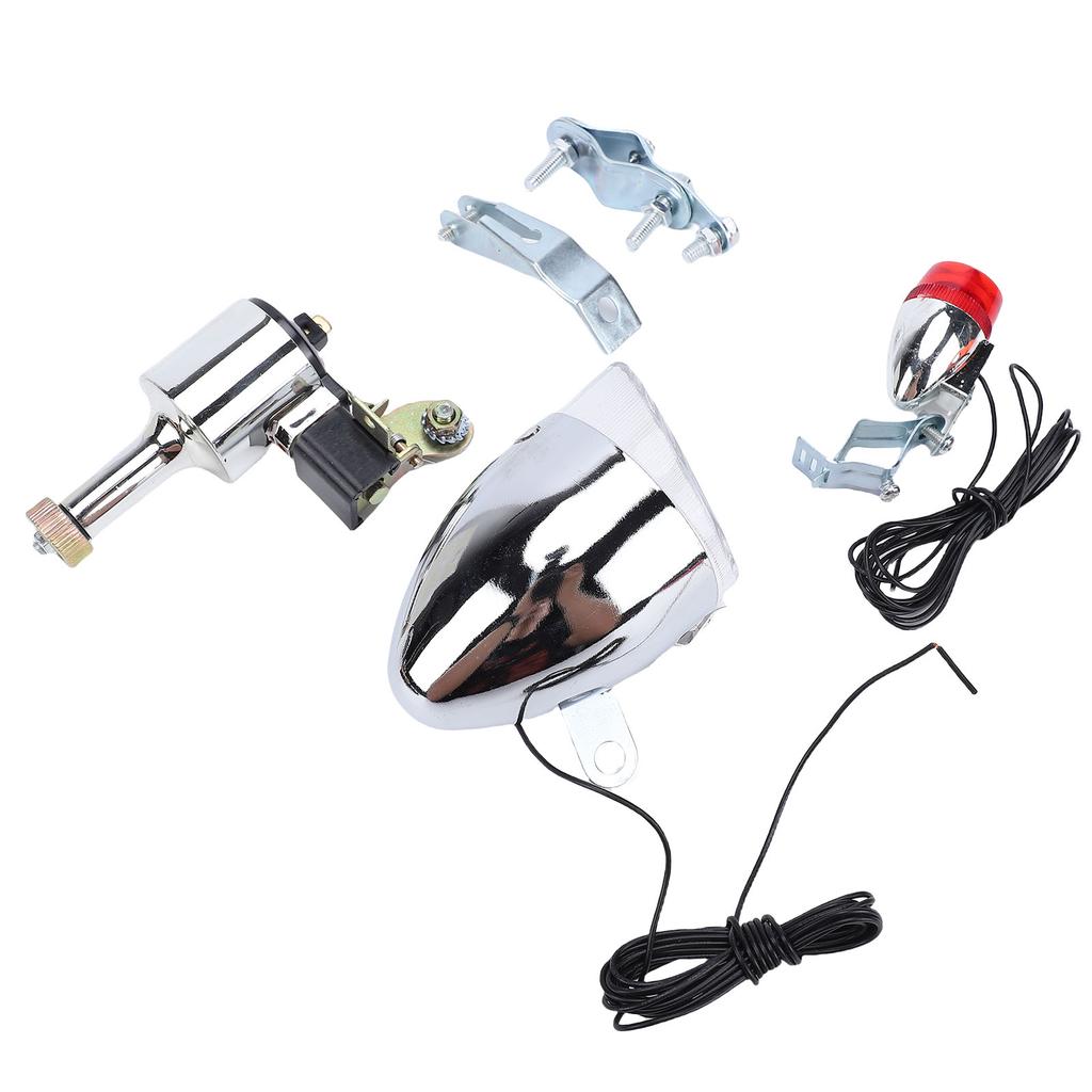 Bike Generator Headlight Tail Light Kit 6W Friction Generator Head Tail Lamp for Road Bike Mountain Bike