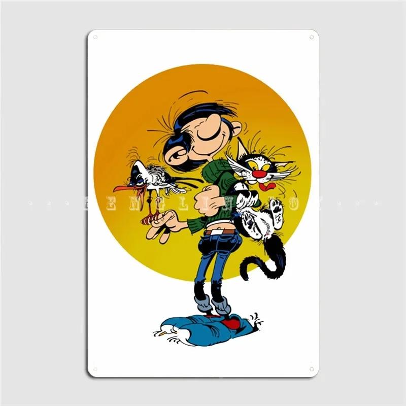 Gaston Lagaffe Poster Retro Metal Posters Sign Garage Club Indoor Wall Room Decoration Home Decor