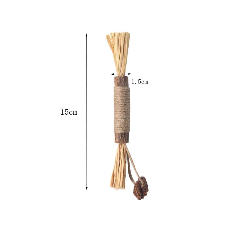Cat Teething Stick with Raffia Grass & Gall Fruit, Tooth-Cleaning Hemp Rope, Bite-Resistant Cat Toy, Pet Supplies